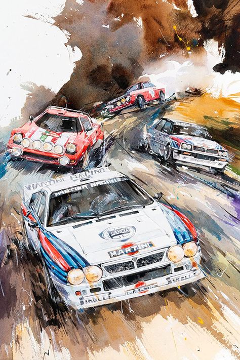 Poster, Rally cars, sports cars, watercolor Posters Room Decor, Auto Racing Art, Rally Car Racing, Motorsport Art, Auto Poster, Cool Car Drawings, Automotive Artwork, Racing Art, Car Artwork