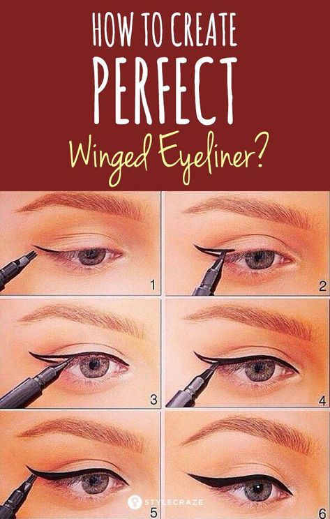 How to Create Perfect Winged Eyeliner - Tutorial #makeup #makeupideas #eyemakeup #tutorial Eyeliner Wing Tutorial, How To Do Winged Eyeliner, Perfect Makeup Tutorial, Eyeliner Application, Perfect Winged Eyeliner, Winged Eyeliner Tutorial, Eyeliner Styles, How To Apply Eyeliner, Makeup Eyes