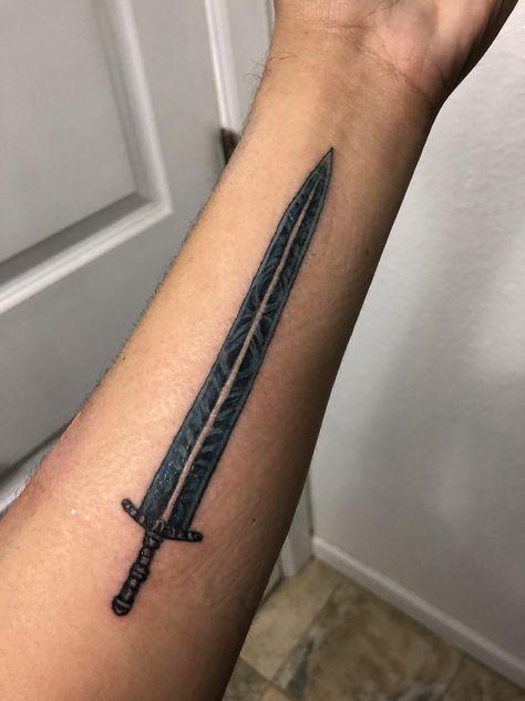 My first tattoo! Moonlight Great sword from DS and Bloodborne. #tattoos #tattoo #beauty Moonlight Greatsword Tattoo, Greatsword Tattoo, Moonlight Greatsword, Bloodborne Tattoo, Moonlight Tattoo, Souls Tattoo, Dark Souls Tattoo, Blood Tattoo, Blade Tattoo