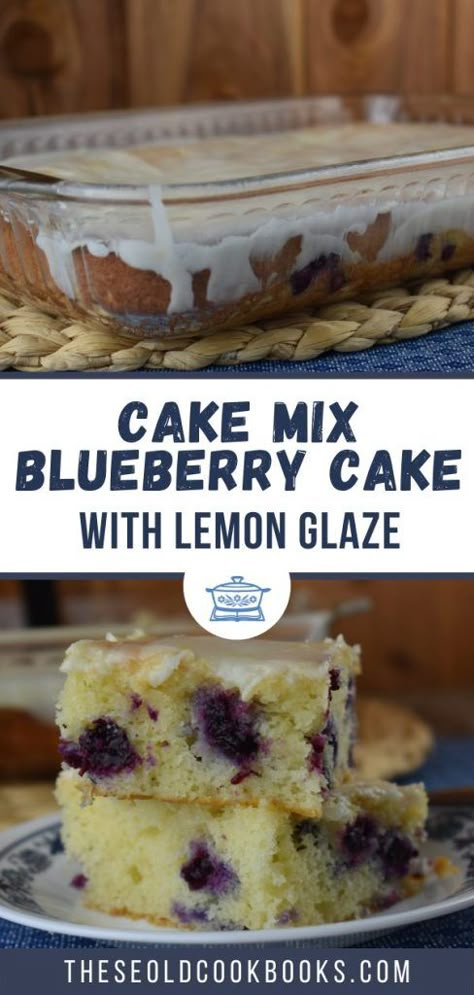 Lemon Glazed Blueberry Cake Recipe - These Old Cookbooks Blueberry Lemon Cake Easy, Box Mix Lemon Blueberry Cake, Yellow Box Cake Mix Recipes With Blueberries, Box Blueberry Cake, Lemon Blueberry Crazy Cake, Easy Lemon Blueberry Pound Cake, Blueberry Cake Using Box Cake, Lemon Blueberry Cake With Glaze, Cake Mix Lemon Blueberry Cake