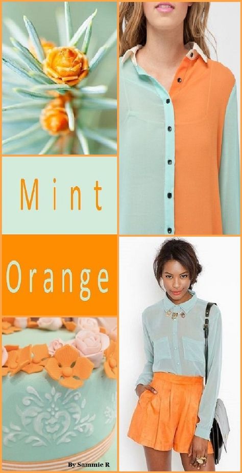 Mint and Orange By Sammie R Mint Colour Combination, Pretty Formal Dresses, Pretty Wedding Cakes, Light Mint Green, Creative Colour, Mint Color, Colour Combinations, Pretty Wedding, Color Collection