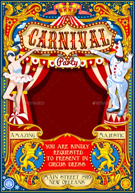 Circus Juggler, Acrobat Clown, Clown Theme, Cabaret Vintage, Retro Template, Circus Birthday Invitations, Carnival Dancers, Carnival Posters, Theme Vintage