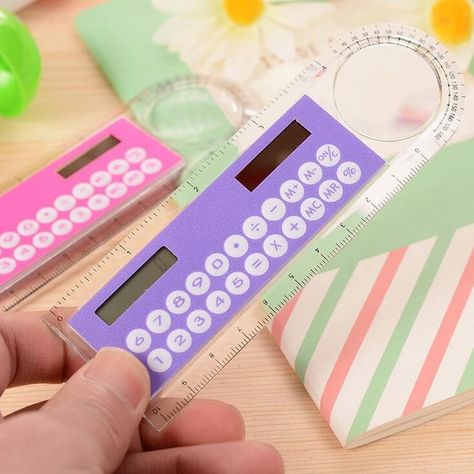 Mini Calculator, Clear Ruler, Solar Calculator, Math Toys, Cool Gifts For Kids, Office Electronics, Office Crafts, Basic Math, School Stationery