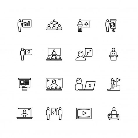 Conference Presentation, Workshop Icon, Resources Icon, Conference Banners, Office Icon, Computer Vector, Sketch Icon, Computer Education, Icon Design Inspiration