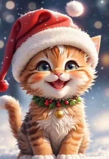 Merry Christmas Pictures, Christmas Kitten, Image Chat, Cat Quotes Funny, Animated Animals, Cute Animals Images, Cat Wallpaper, Pretty Cats, Christmas Animals