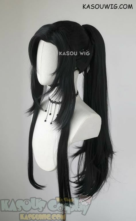 Kawaii Wigs, Black Ponytail, Hair References, Anime Wigs, Cosplay Hair, Kawaii Hairstyles, Demonic Cultivation, Anime Hair, Hair Reference