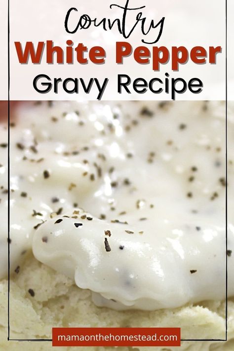 Peppered White Gravy Recipe, Easy Pepper Gravy Recipe, Homemade Peppered Gravy, Cream Gravy Recipe Homemade, Peppered Gravy Mix Recipe, Homemade White Pepper Gravy, Country Pepper Gravy Recipe, Home Made White Gravy, White Biscuit Gravy Recipe