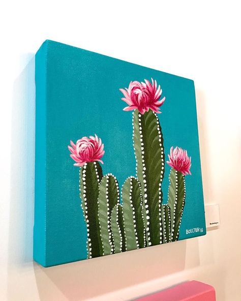 Cactus painting Philip Boelter, Cactus Paintings, Cactus Craft, Oil Painting Inspiration, Cactus Party, Cactus Painting, Cactus Art, Night Painting, Painting Art Projects