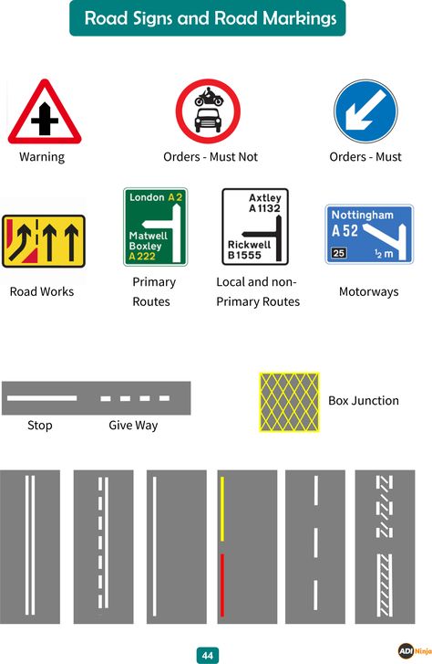 Road Lines Meaning, Road Sign Meanings, Traffic Signs And Symbols, All Traffic Signs, Traffic Symbols, Driving Signs, Learning To Drive Tips, Learning Numbers Preschool, Driving Theory Test