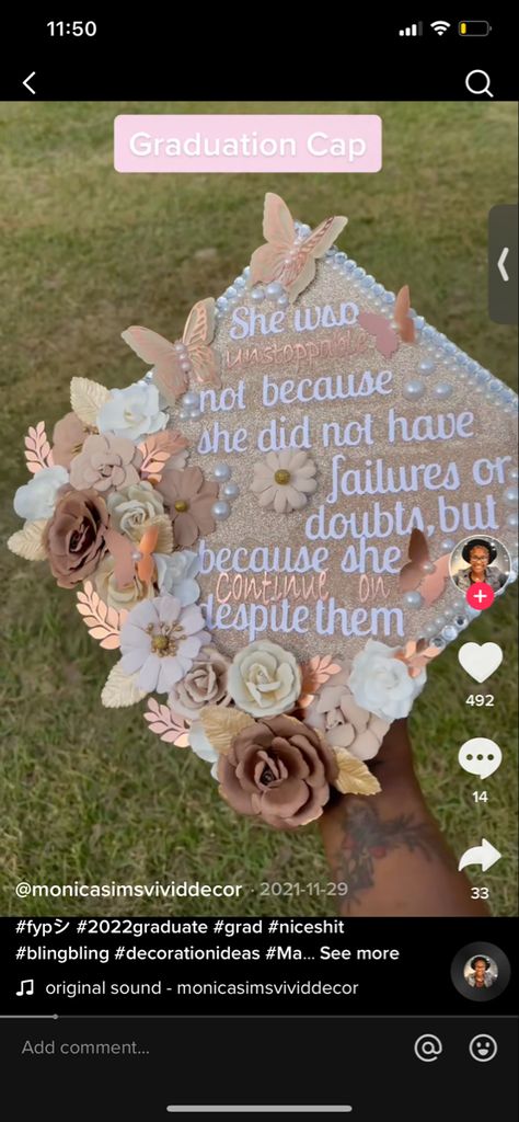 Quotes For Graduation Caps, Graduation Cap Designs College, College Grad Cap Ideas, Graduation Cap Decoration Diy, High School Graduation Cap, College Graduation Cap Decoration, Grad Cap Designs, Diy Graduation Cap, College Graduation Parties