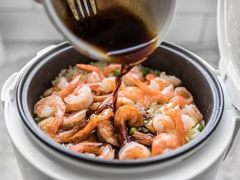 Rice Cooker Teriyaki Shrimp and Rice One Pot Rice Cooker Recipes, Small Rice Cooker Recipes, Zojirushi Rice Cooker Recipes, Teriyaki Shrimp And Rice, Risotto Rice Cooker, Rice Cooker Shrimp, Rice Cooker Recipes Dinners, One Pot Rice Cooker Meals, Rice Cooker Recipes Easy