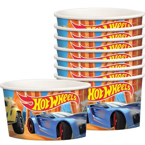 Desert cups! Hot Wheels Favors, Hot Wheels Party Favors, Hot Wheels Themed Birthday Party, Blaze Birthday Party, Hot Wheels Birthday Party, Blaze Birthday, Hotwheels Birthday Party, Hot Wheels Party, Hot Wheels Birthday