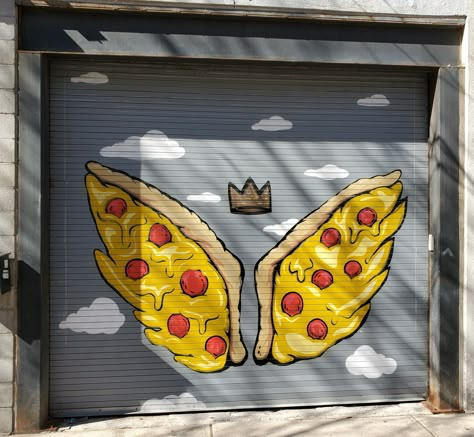 Pizza Graffiti Street Art, Pizza Wall Art, Pizza Art Creative, Pizza Mural, Food Graffiti, Chicago Graffiti, Graffiti Art Street, Chicago Street Art, Pizza Wings