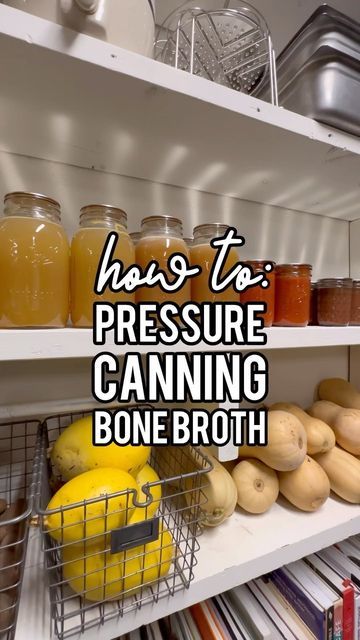 Naomi Seifter on Instagram: "3 day process but so worth it! Here’s how I do it 👇 First off, I definitely recommend getting a copy of “Ball Complete Book of Home Preserving” for a complete pressure canning step-by-step. Once you get the hang of it you can make some intelligent adjustments to your recipes, but I definitely recommend a resource like this to get started. Always utilize a professionally tested guide like the Ball book for reference. Comment “book” and I’ll send you a link. Comment “canner” and I’ll send you a link. Thank you to @delmonicomeats for these pork bones! ❤️ Pressure Canning Bone Broth: Roast your bones at 400° for 30 min Add a few chopped up onions/heads of garlic/etc. if desired Bring up to a boil. Reduce to a simmer, cover and let cook 24 hours. Turn off he Pressure Canning Vegetable Broth, Pressure Canning Bone Broth, Pressure Canners Best, Pressure Canning Chicken Broth, Canning Bone Broth, How To Use A Pressure Canner, Pork Bones, Pressure Canner, Garlic Head