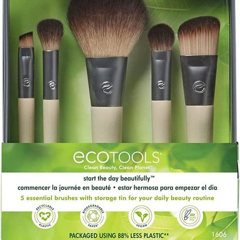 EcoTools Makeup Brush Set for Eyeshadow, Foundation, Blush, and Concealer with Bonus Storage Case, Start the Day Beautifully, Travel Friendly, 6 Piece Set Sheer Makeup, Makeup Foundation Brush, Makeup Pinterest, Beauty Space, Crease Brush, Blush Eyeshadow, Ulta Makeup, Face Kit, Liner Brush