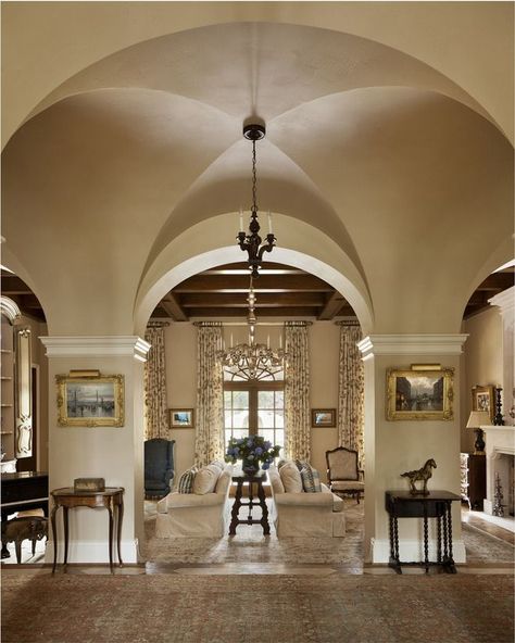 by Regina Brown Look up!  What do you see on the ceiling?  Acoustic (popcorn ceilings) or flat drywall are most common.  But let’s learn about other types Vaulting A Ceiling Before And After, Vaulted Ceiling Foyer, Groin Vault Ceiling, Mirrored Vanity, Hacienda Style Homes, Italian Farmhouse, Ceiling Types, Construction Ideas, Tuscan Design