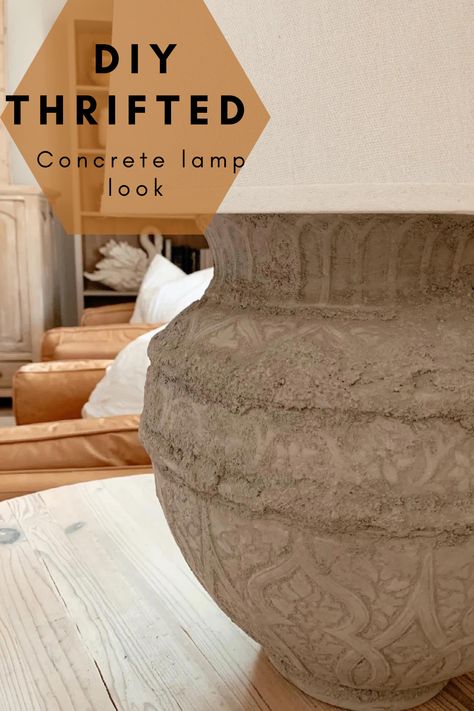 #concrete #lamp #DIY #refinished #Homedecor #myvintageporch Diy Cement Lamp, Diy Concrete Lamp, Cement Lamp, Diy Cement, Rope Lamp, Vintage Porch, Lamp Diy, Diy Lampe, Furniture Painting Techniques