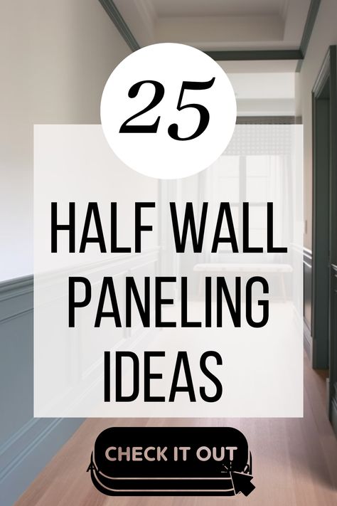 Barnwood Half Wall, Paneling Halfway Up Wall, Half Wall Hallway Ideas, Lower Wall Paneling Ideas, Half Wall Paneling Ideas Hallways, Kitchen Wall Paneling Ideas, Hallway Paneling, Wall Molding Ideas Bedroom, Wall Wainscoting Ideas