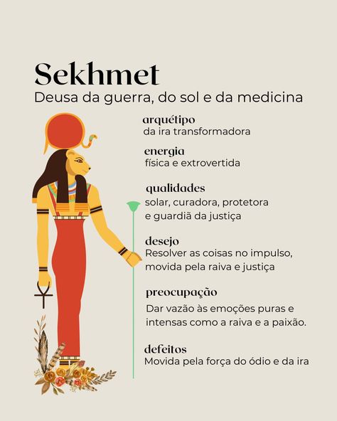 A deusa da ira transformadora no panteão egípcio é Sekhmet, a deusa com cabeça de leoa. Como arquétipo, ela é equivalente a Kali ou até mesmo a Perséfone em seu aspecto de Mãe das Fúrias. Quando a indignação se transforma em raiva incontrolável, quando você sente vontade de quebrar tudo ou de agredir alguém, surpreendendo até a si mesmo... isso é Sekhmet aflorando. No entanto, assim como Kali e Perséfone, é essencial ter sabedoria e usar essa ira de maneira útil, dominando e canalizando ess... Goddess Sekhmet, Egyptian Zodiac Signs Sekhmet, Offerings For Sekhmet, Seshat Egyptian Goddess, Sekhmet Statue, Greek Goddess Costume, Triple Goddess, Egyptian Goddess, Moon Goddess