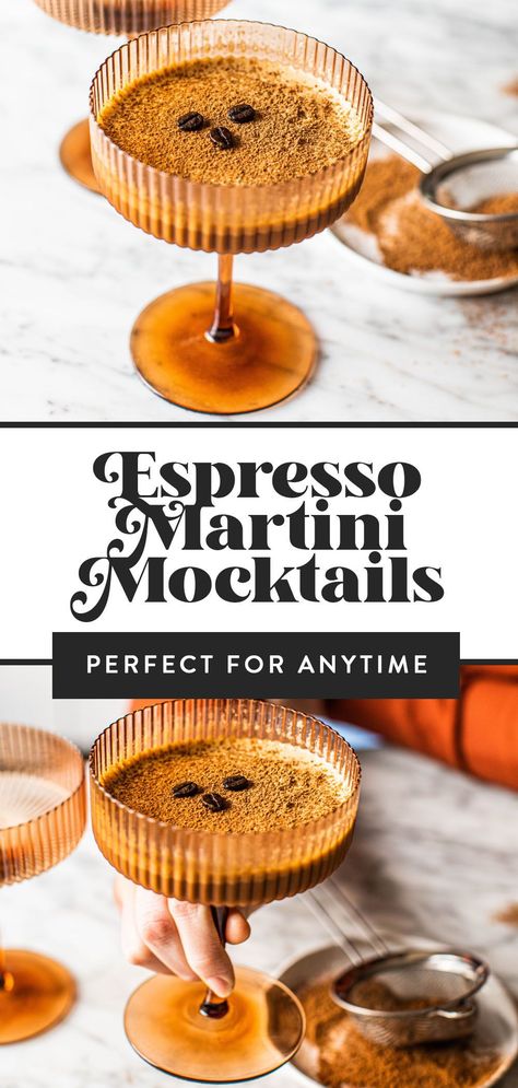 Alcohol Free Espresso Martini, Mocktails That Taste Like Alcohol, Mocktail Espresso Martini, Coffee Mocktail Non Alcoholic, Espresso Martini Mocktail, Espresso Mocktail Recipe, Non Alcoholic Espresso Martini, Espresso Martini Mocktail Recipe, Coffee Mocktail Recipe