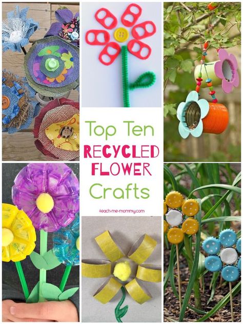 This month’s top ten theme is Flowers! I found ten awesome flowers made from recyclables to share with you today! These craft will cost next to nothing to make(since it comes out of the recycle bin) and will make great gifts too(teachers will definitely appreciate any of these)!     (In no particular order) TP … Diy – Velikonoce, Recycling Information, Garden Activities, Recycle Bin, Spring Crafts For Kids, Art Walk, Spring Activities, Crafts For Kids To Make, Recycled Art