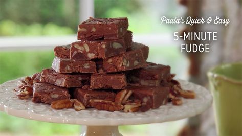 5-Minute Fudge Baked Bananas, 5 Minute Fudge, Chocolate Cheese, Just A Pinch, Chocolate Pecan, Homemade Candies, Semi Sweet Chocolate Chips, Paula Deen, Fudge Recipes