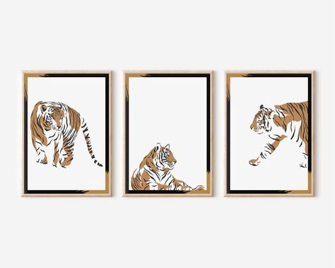 Add character to your home with these set of three majestic Tiger wall art print with matching borders. Tiger Poses, Art Tigre, Tiger Art Print, Tiger Wall Art, Jesus Wall Art, Calligraphy Words, Christian Artwork, Christian Posters, Jungle Animal