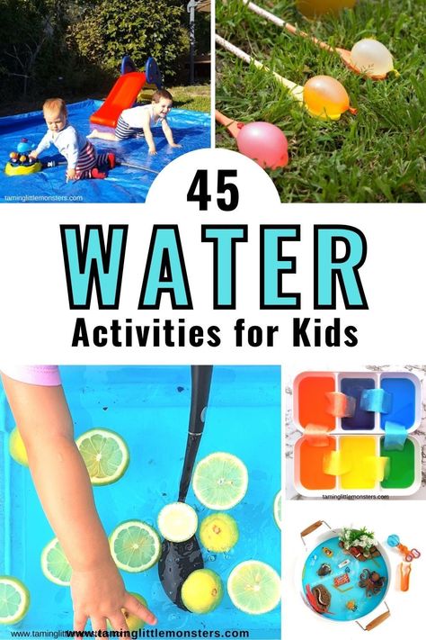 45 Awesome Water Activities for Kids. fun water based play ideas for toddlers, preschoolers and kindergarten to try this summer. #summer #toddlers #preschool #kindergarten Water Activities For Kids, Water Play Ideas, Boy Activities, H2o Water, Moral Character, Summertime Activities, Summer Boredom, Toddler Craft, Behaviour Strategies