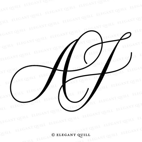 Elegant logo, AJ initials for weddings and business Aj Tattoo Design, Aj Logo, Initials Logo Design, Wedding Logo Monogram, Wedding Initials, Initials Logo, Elegant Logo, Cursive Fonts, Wedding Logos