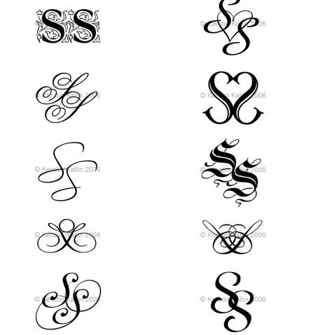 Ss Tattoo Letter Design, S S Tattoo, Letter S Tattoo, Letras Cool, Ss Monogram, Tie Logo, S Letters, Clover Logo, Monogram Tattoo