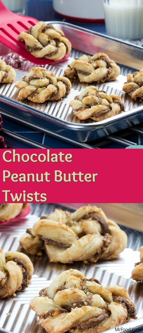 We've made a rise 'n' shine pastry that you can enjoy with your morning cup of coffee that has...well, a twist to it! Our Chocolate Peanut Butter Twists are pretty enough to serve for a special brunch, but easy enough that anyone can make 'em. Plus, they feature everyone's favorite combo of chocolate and peanut butter! Peanut Butter Twists, Puff Pastry Peanut Butter, Peanut Butter Pastries, Peanut Butter Puff Pastry, Peanut Butter Pastry, Easy Pastry, Butter Pastry, Lemon Recipe, Maple Butter