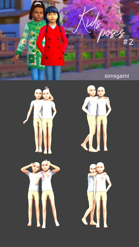 simsgami Twins Posing, Sims 4 Blog, Sims 4 Family, Sibling Poses, Sims 4 Children, Group Poses, Sims 4 Cc Folder, Save File, Sims 4 Cc Furniture