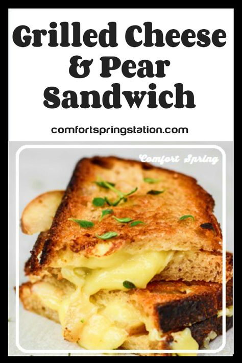 Pear And Brie Grilled Cheese, Pear Grilled Cheese Sandwiches, Pear Sandwich Recipe, Grilled Cheese Brie, Pear Grilled Cheese, Pear Sandwich, Sandwiches Cold, Brie Sandwich, Easy Grilled Cheese