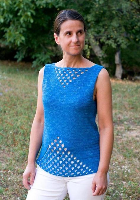 End of Summer Blues | Craftsy Summer Pullover, Summer Blues, Crochet Ladies Tops, Boho Scarfs, Autumn Drives, Crochet Borders, Crochet Tank, Summer Blue, End Of Summer