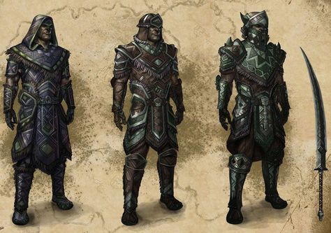 Orsinium armor Thieves Guild, Elder Scrolls Art, Elder Scrolls Skyrim, Elder Scrolls Online, Fantasy Races, Concept Art Character, Game Concept Art, Game Concept, Fantasy Armor