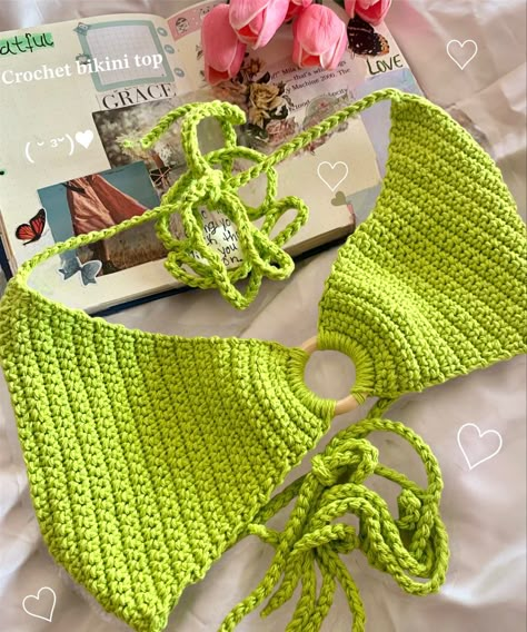 Crocheted Bikinis Diy, Crochet Bikinis Boho, Crotchet Swimsuit Top, Crochet Bikinis Boho Top, Top Tejidos A Crochet, Crochet String Bikinis, Bikinis Crochet, Diy Earrings Easy, Crochet Bra