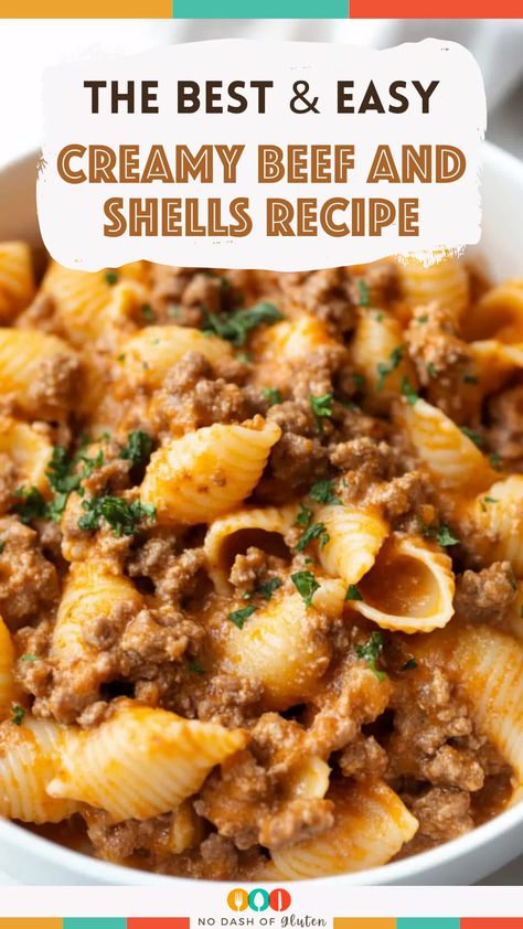 Ground Beef And Pasta, Creamy Beef And Shells, Beef And Shells, Beef And Pasta, Shell Pasta Recipes, Shells Recipe, Pasta Shells, Stuffed Shells Recipe, Soup Dinner