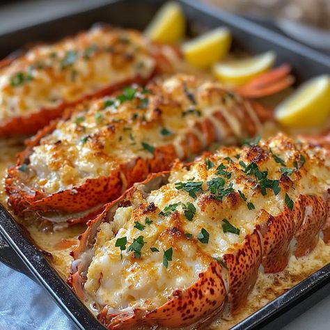 Classic Lobster Thermidor Recipe – PHUIIS BLOG Lobster Stock Uses, Crab Thermidor Recipe, Lobster Au Gratin Recipe, Prawn Thermidor Recipe, Lamb And Lobster Dinner, Salmon And Lobster Recipes, Florida Lobster Recipes, Best Lobster Recipes, Crab Stuffed Lobster Tail