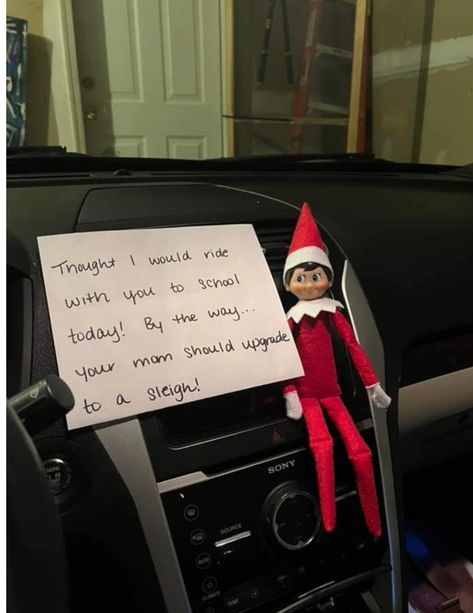 Elf Riding In Car, Elf On Shelf Car Ideas, Elf On The Shelf Ideas Car, Elf On The Shelf Ideas With Cars, Elf On The Shelf Car Ride Ideas, Elf In Car Ideas, Elf In The Car Ideas, Elf In The Car, Elf On The Shelf Car Ideas