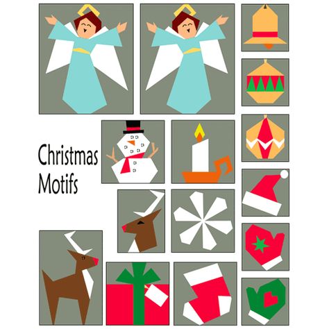 Free Fpp Templates, Christmas Fpp Patterns Free, Creative Quilting, Free Paper Piecing Patterns, Christmas Quilt Blocks, Christmas Motifs, Reindeer Head, Snowman Snowflake, Christmas Blocks