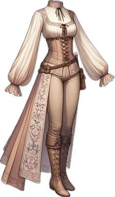 Fem Fantasy Outfits, Cute Medieval Outfits, Dnd Casual Clothes, Cleric Outfit Design, Fantasy Healer Outfit, Fantasy Outfits Design Fem, Bard Outfit Female, Dnd Sorcerer Outfit, Dnd Outfits Female