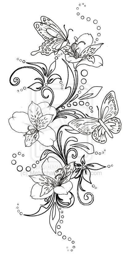 Swirl Tattoo, Tattoo Butterfly, Flower Drawings, Art Doodles, Butterfly Tattoos, Pola Sulam, Butterfly Drawing, Flowers And Butterflies, 자수 디자인