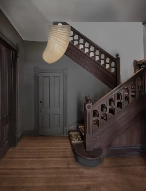 Lovely, Dark, and Deep: An 1800s Victorian House in Nebraska, Restored Down to the Doorknobs - Remodelista House In Nebraska, 1800s House, Old World Interiors, Period Home, Brass Bed, Wooden Staircases, Foyer Design, Modern Victorian, Victorian House