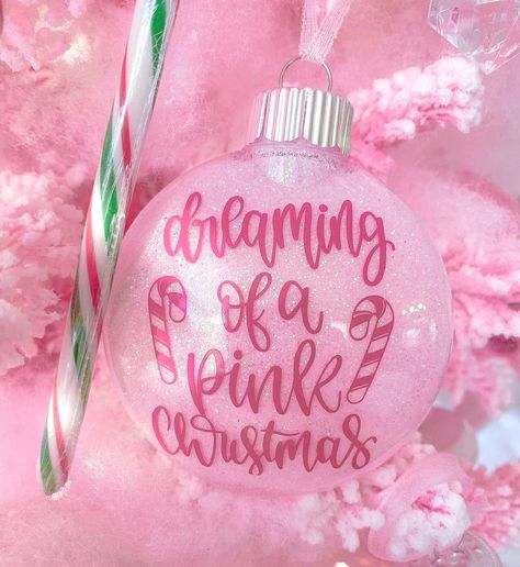 Diy Pink Christmas Decor, Pink Christmas Ornaments Diy, Diy Pink Christmas Decorations, Pink Christmas Decorations Diy, Merry Pinkmas, Barbie Christmas Tree, Grinch Decor, Sugarplum Fairy, Christmas Princess