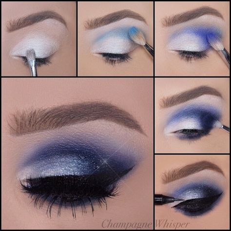 Goth Makeup Products, What Is Makeup, Smokey Eye Makeup Steps, Grey Eye Makeup, Blue Smokey Eye, Wedding Eye Makeup, Makeup Pictorial, White Eyeshadow, Beginners Eye Makeup