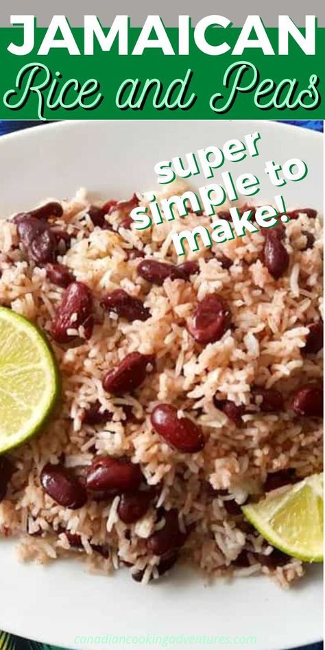 This Jamaican Rice and Peas is comfort food for most people who live and love the island life. It is also super simple to make and real tasty. This rice is packed with Protein and goes great alongside most Jamaican main dishes. Try it now! Caribbean Rice And Peas Recipe, Jamaican Rice And Peas Recipe, Rice And Peas Jamaican, Rice And Peas Recipe, Jamaican Rice And Peas, Easy German Recipes, Jamaican Rice, Peas Recipe, Jamaican Dishes