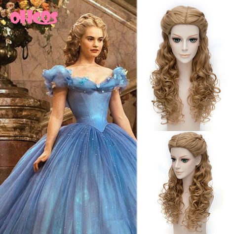 Cinderella Wig, Harajuku Hair, Cinderella Hair, Cheap Lace Front Wigs, Cinderella Cosplay, Cinderella Costume, Long Curly Wig, Cinderella Dresses, Princess Cinderella