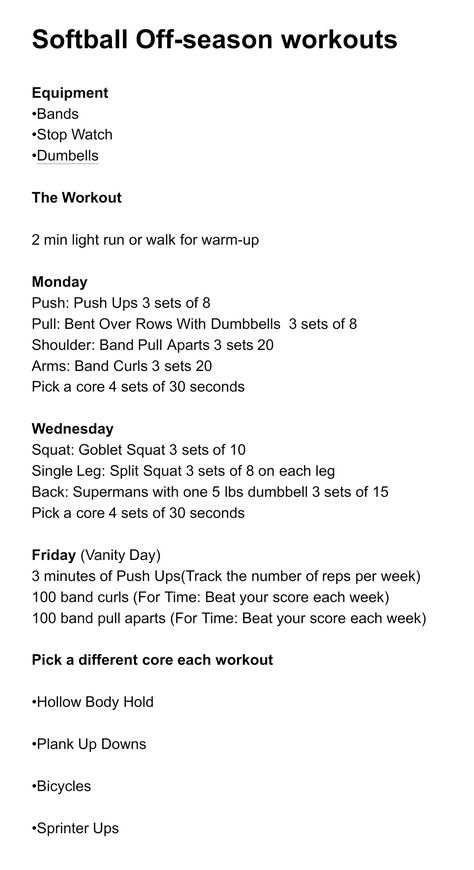 Softball Diet Plan, Softball Ab Workouts, Gym Workouts For Softball Players, Softball Workouts At Home Pitcher, Off Season Softball Workouts, D1 Softball Workout, Softball Gym Workouts, Softball Hitting Drills For Power, Softball Pitcher Workouts