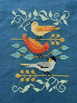 Peek A Boo Birds - Cross Stitch Pattern Counted Cross Stitch Patterns Free Birds, Robin Pickens Cross Stitch, Negative Space Cross Stitch, Backstitch Cross Stitch, March Cross Stitch, Painting With Fabric, Bird Cross Stitch Pattern, Spring Cross Stitch, Cross Stitch Birds