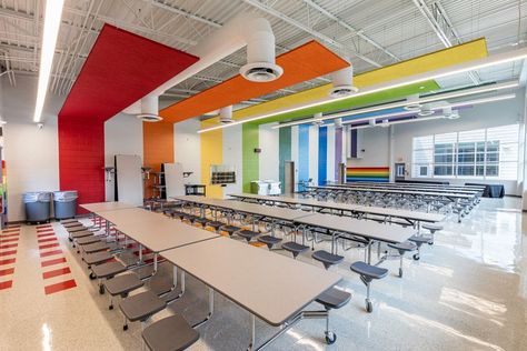 Elementary Cafeteria Design, Middle School Cafeteria Design, Elementary School Cafeteria Design, Cafeteria Design School, School Cafeteria Design, Elementary Cafeteria, Canteen Design, Education Design Interior, Cafeteria Design